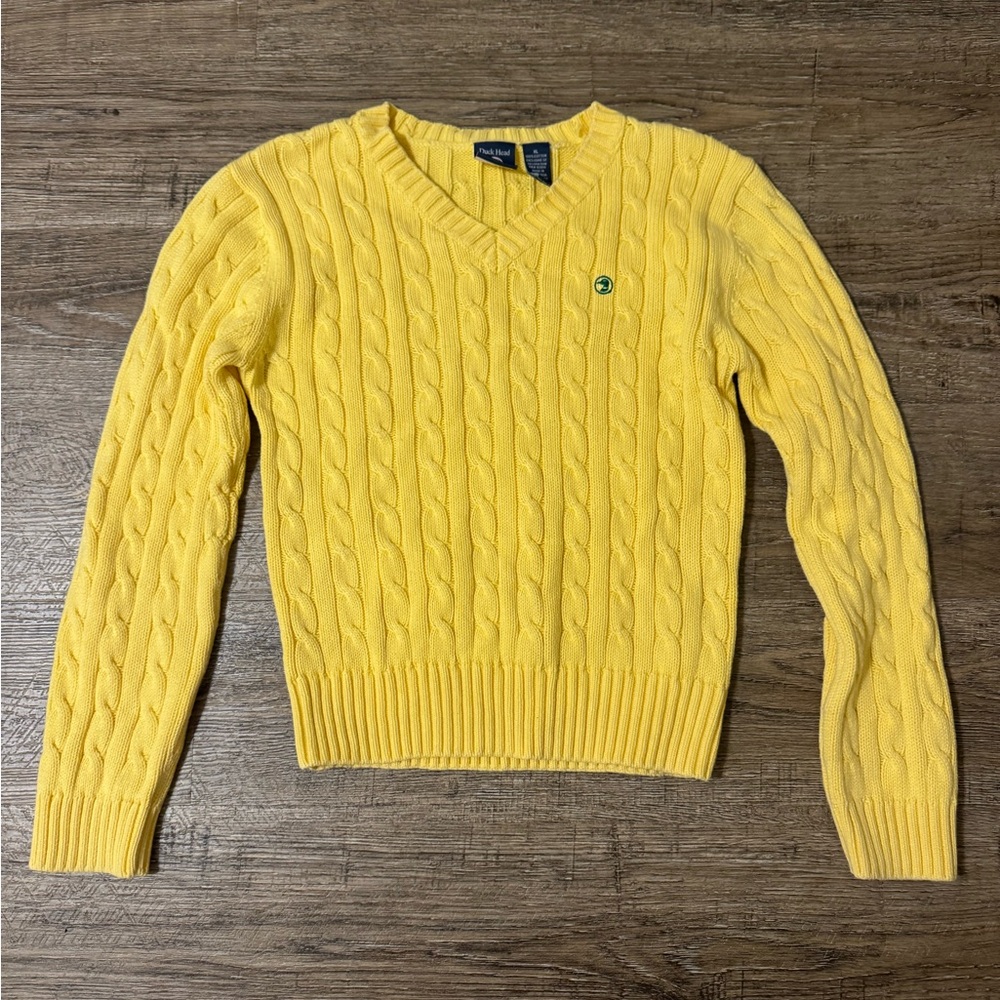 Yellow Duckhead Jeans Co cable knit sweater for girls